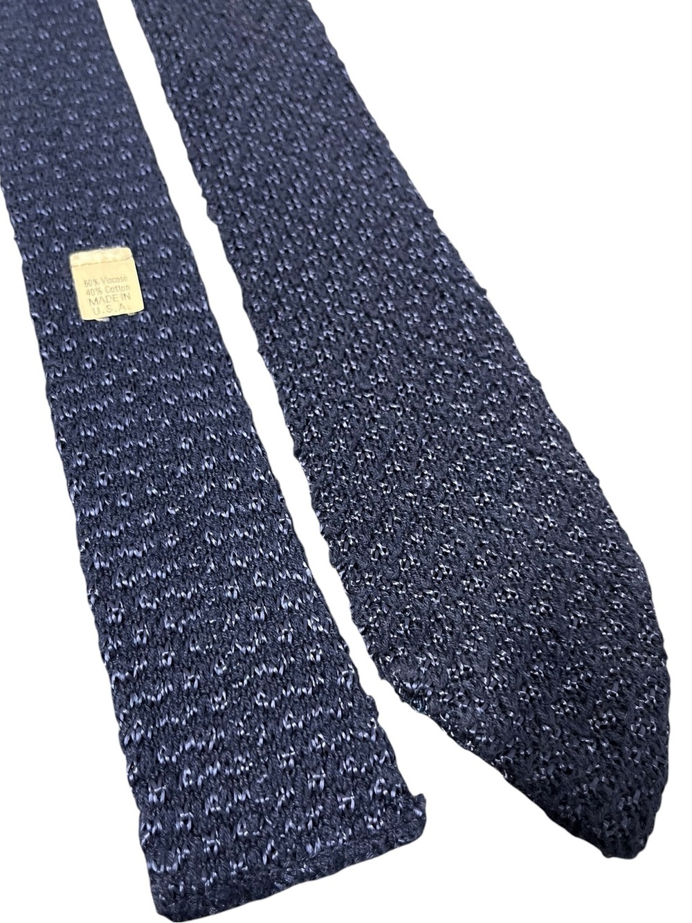 Vintage 1980s Rooster Knit Tie Blue 60% Viscose 40% Rayon Skinny 2.5” x 57”